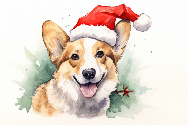 Christmas Corgi In Santa Hat