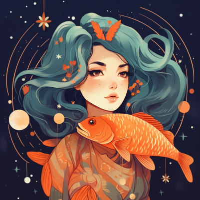 Lofi Style Girl And Her Fish, Pisces