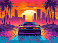 Thumbnail for Retro Sunset And Car