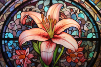 Thumbnail for Graceful Pink Lily On Stained Glass  Diamond Painting Kits