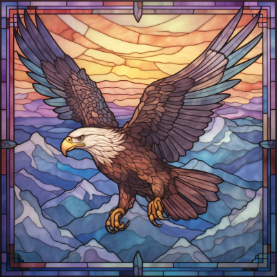 Glorious Stained Glass Bald Eagle