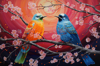 Thumbnail for Cherry Blossom Lovebirds   Diamond Painting Kits