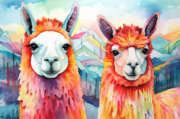 Watercolor Llama Couple  Diamond Painting Kits