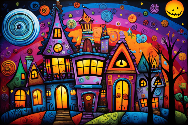 Vibrant Halloween Haunted House