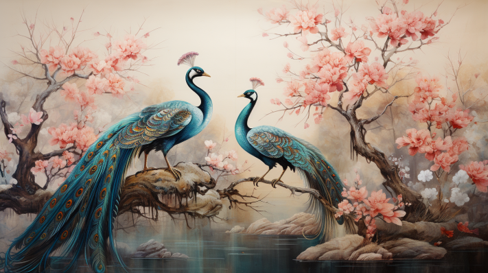 Two Peacock Cambodian Art