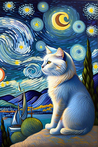 Thumbnail for Puuuretty White Kitty On A Starry Night