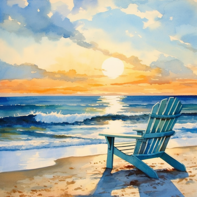 Blue Ocean And Beach Chair  Diamond Painting Kits