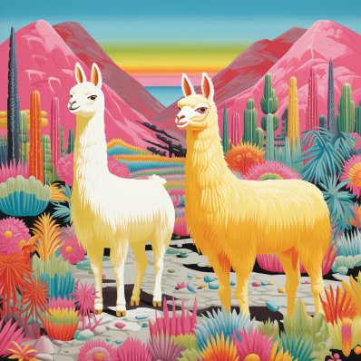 Colorful Desert Mexican Llamas