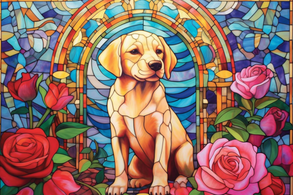 Stained Glass Vibe Golden Pup