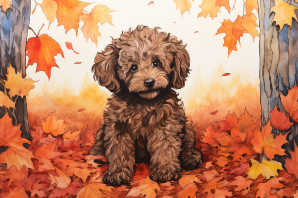 Poodle In The Fall