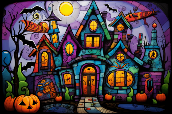 Abstract Halloween Haunted House