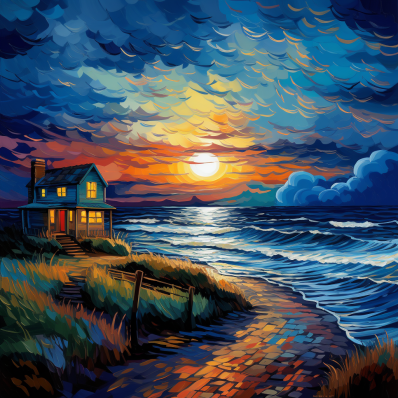 Seaside Home During Sunset