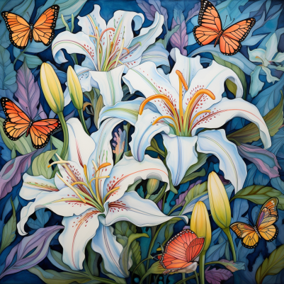 Featuring Lilies And Butterflies