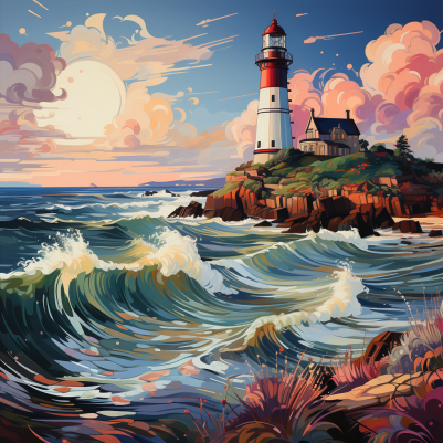 Mesmerizing Beautiful Waves And Lighthouse