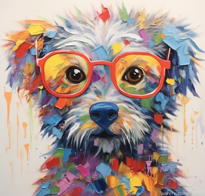 Dog with Colorful Glasses