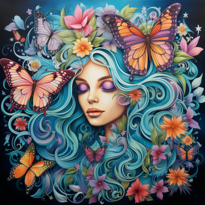 Mesmerizing  Girl And Butterflies