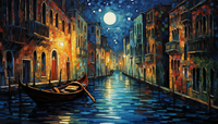 Thumbnail for Full Moon Over Venice Canal   Diamond Painting Kits