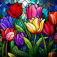 Thumbnail for Vibrant Tulips On Stained Glass