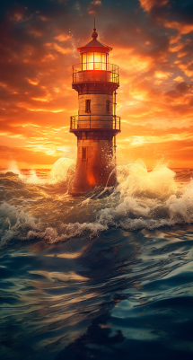 Glorious Sunset And Lighthouse