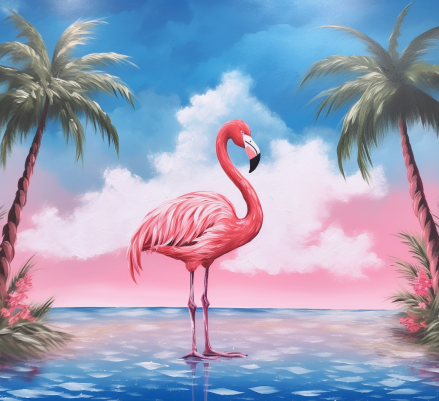 Pink Flamingo In Paradise