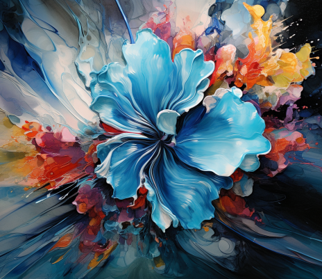 Dramatic Blue Flower Painting