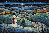 Thumbnail for Bold Snowman On A Country Hill  Diamond Painting Kits