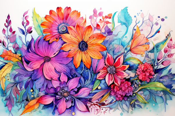 Watercolor Tropical Floral Fiesta