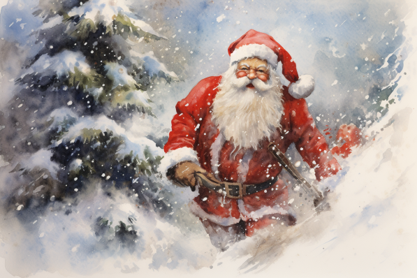 Watercolor Santa Clause In The Snow  Diamond Painting Kits