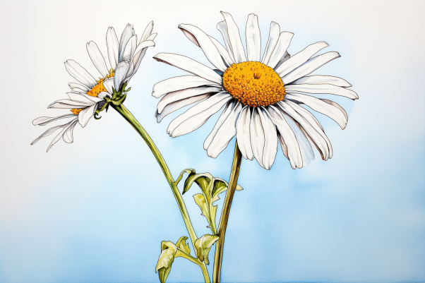 White Watercolor Daisies