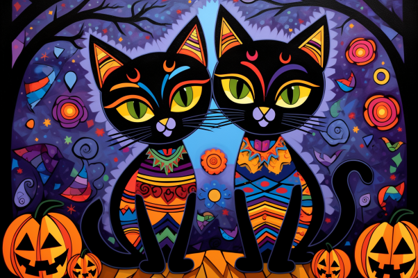 Halloween Abstract Cats