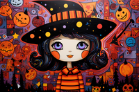 Thumbnail for Abstract Halloween Girl And Decor