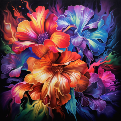 Glowing, Groovy, Psychedelic Hibiscus At Night