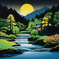 Thumbnail for Full Moon Rising Over Cabin And Stream