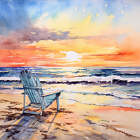 Thumbnail for Watercolor Sunset Beach Chair And The Sea Diamond Painting Kits