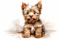 Thumbnail for Fluffy Brown Watercolor Yorkie