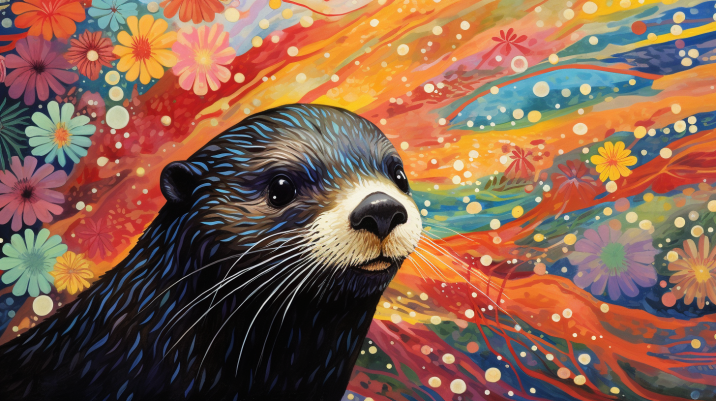 Colorful Flowers And Otter  Diamond Painting Kits