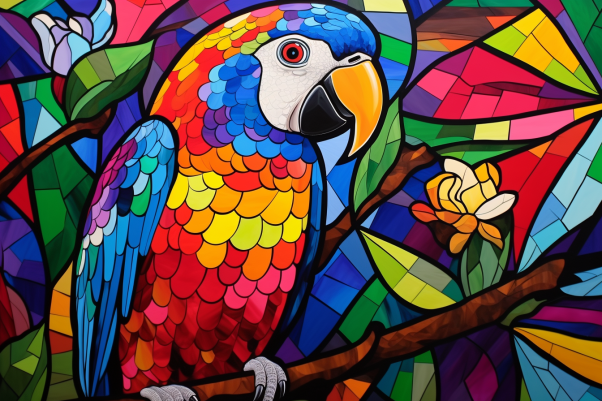 Stained Glass Tropical Bird  Diamond Painting Kits