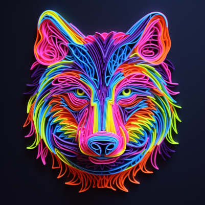 Electric, Neon, Wolf With Yellow Eyes