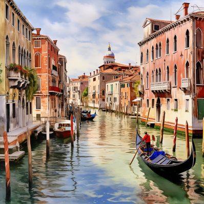 Venice Canal And Man On Gondola  Diamond Painting Kits