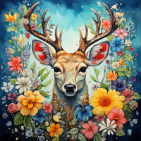 Thumbnail for Featuring Vibrant Flowers And Deer
