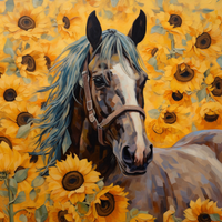 Thumbnail for Brown Horse And Sunflowers