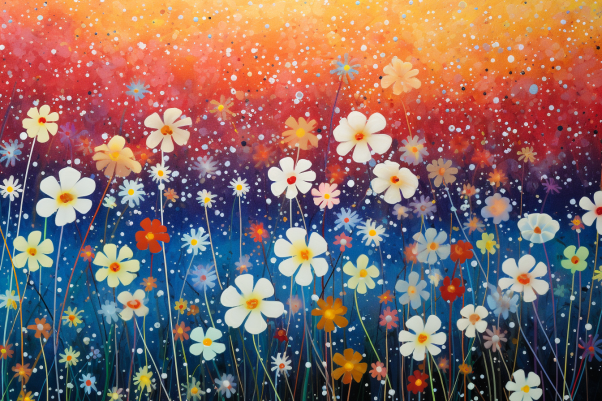 Evening Glow Over Wildflowers  Diamond Painting Kits