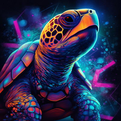 Glowing Neon  Turtle