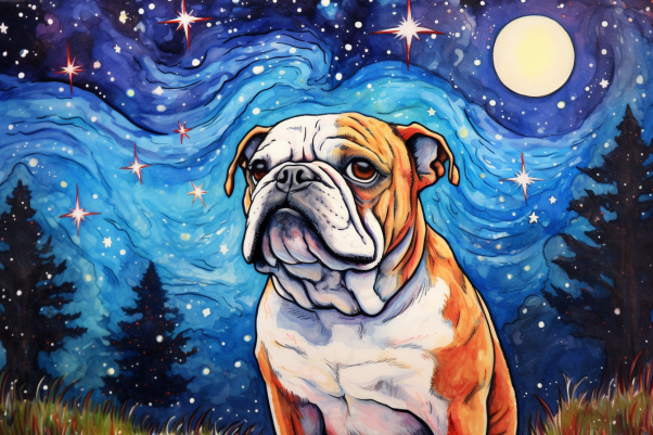 Starry Night Bulldog  Diamond Painting Kits
