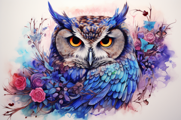 Pretty Watercolor Owl  Diamond Painting Kits
