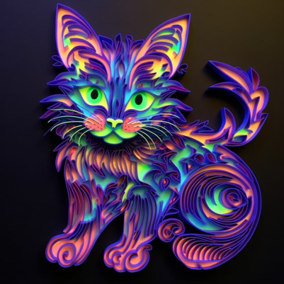 Neon Kitty With Green Eyes