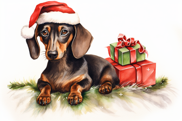 Dachshund And Christmas Gifts