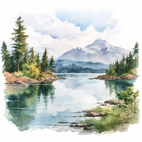 Thumbnail for Watercolor Mountain And Lake  Diamond Painting Kits