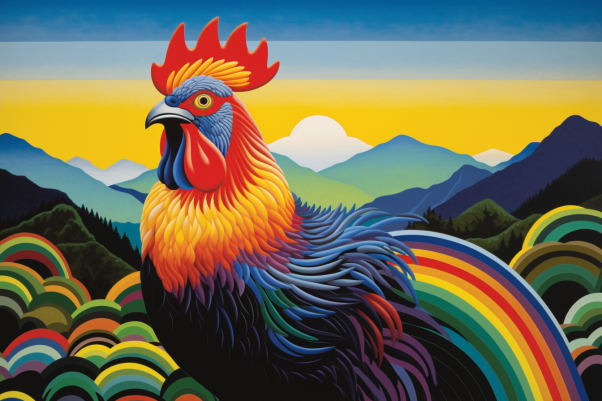 Fun Rooster Art With Bold Colors  Diamond Painting Kits