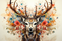 Thumbnail for Flower Art Watercolor Deer